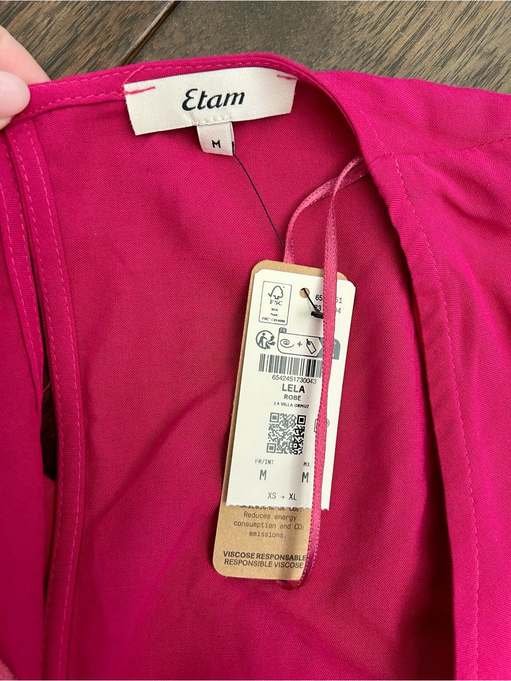 NWT Etam Lela Fuchsia Pink V-Neck Mini Dress | Open Back | Size Medium - Picture 4 of 6